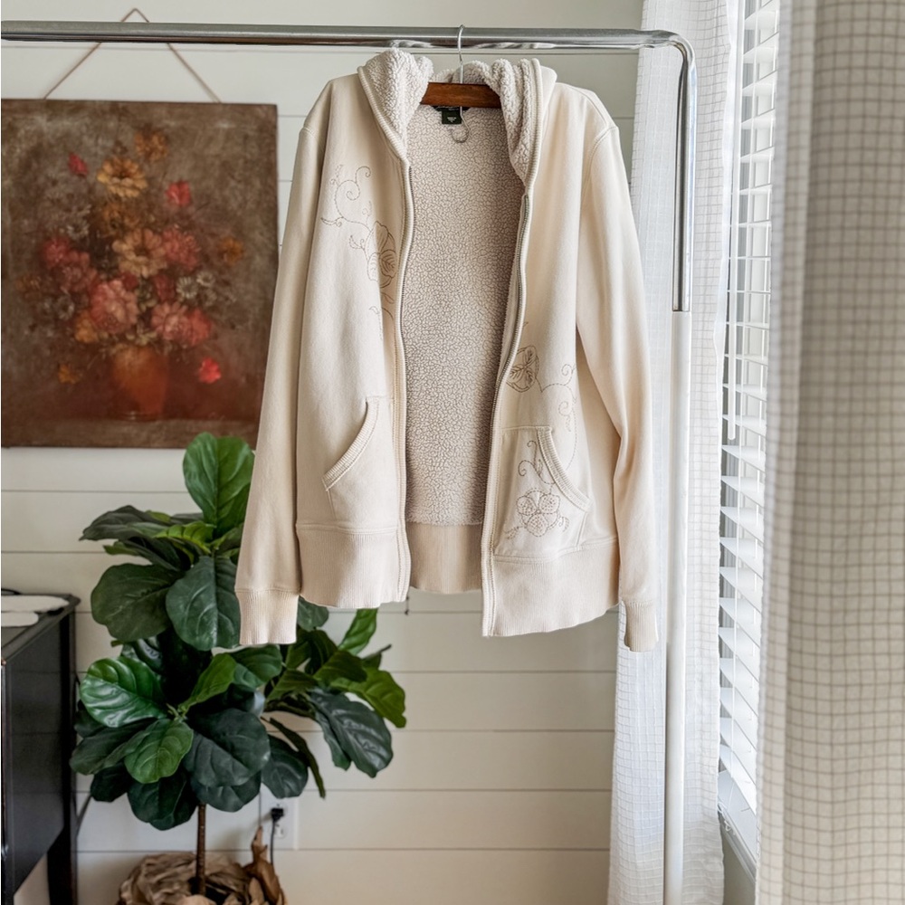 Eddie Bauer Cream Sherpa Jacket
